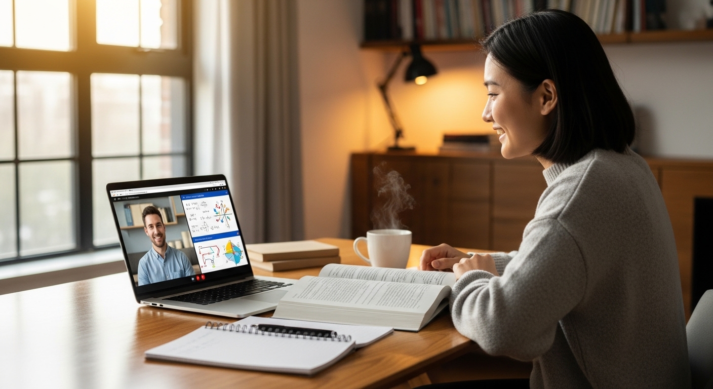 Pakistani student learning online with best online tutors for students through video call on laptop