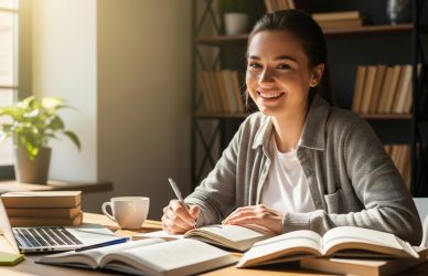 student developing growth mindset while studying