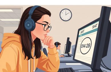 Student checking time during SAT exam understanding how long is the sat and managing test duration