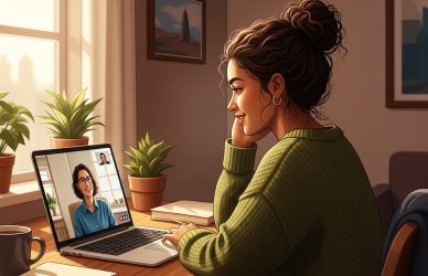 Student learning English online with a tutor
