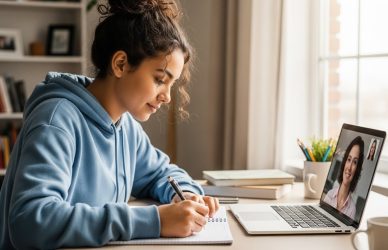 Student learning through personalized tutoring session online.